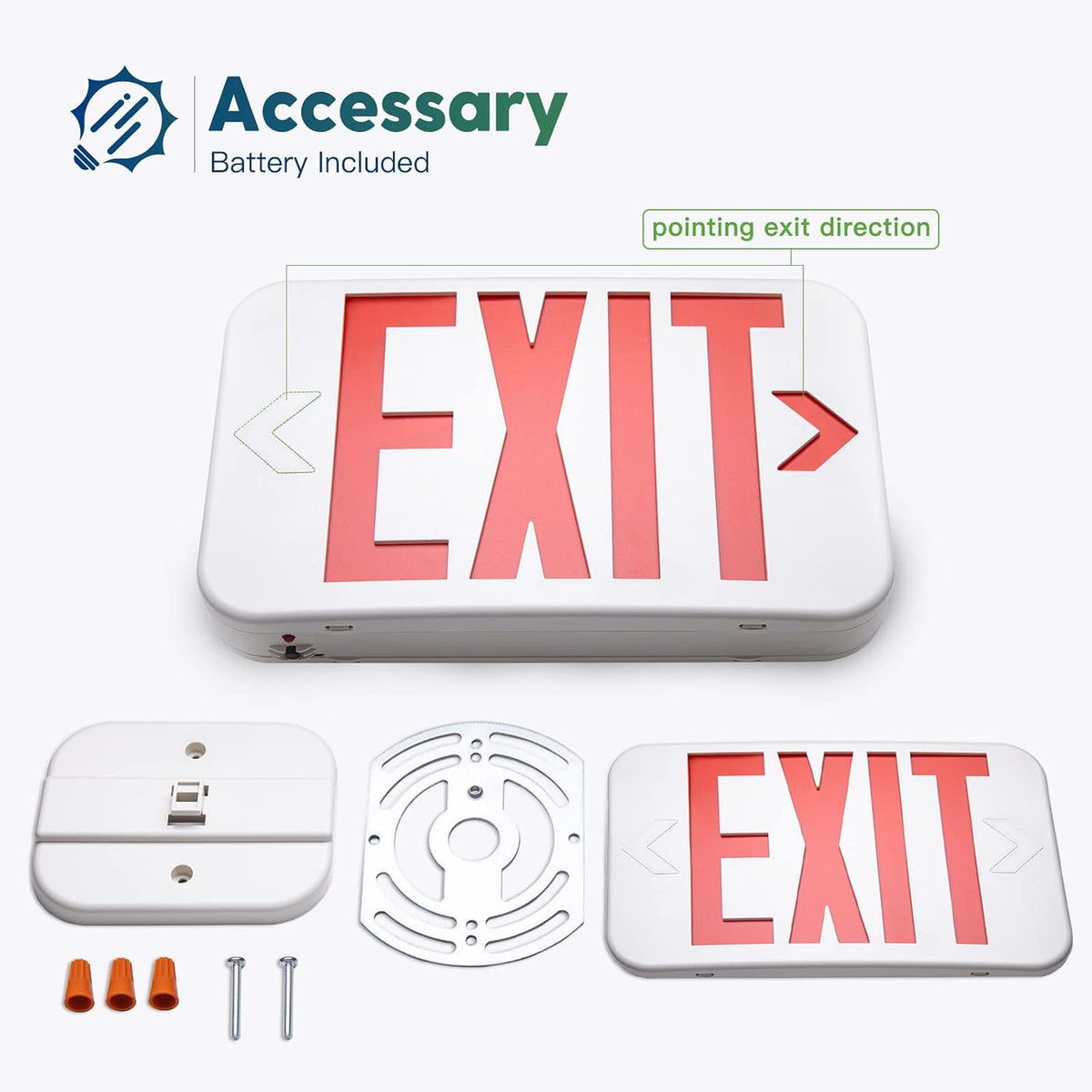 6 Pack Commercial Red Double-Sided LED Exit Sign 90 Min Backup