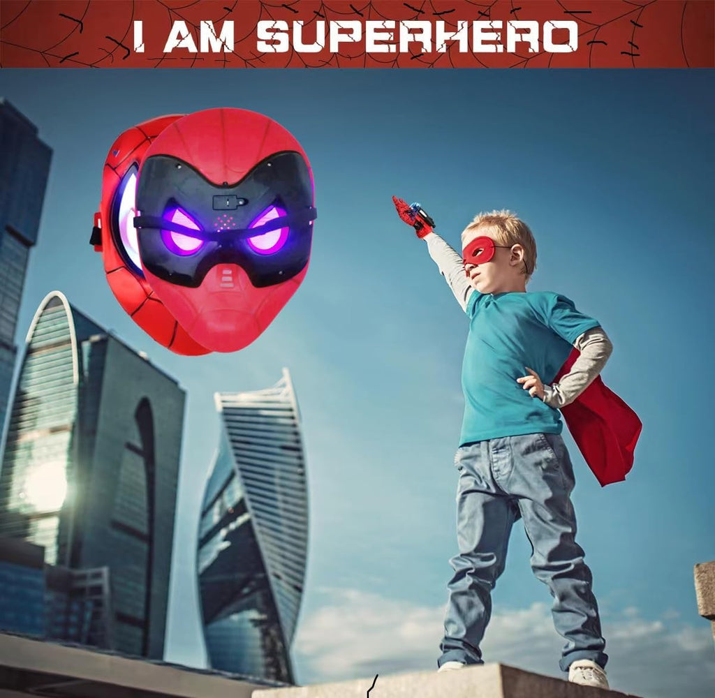 Superhero Costume Masks Capes Boys Web Shooter Toys For Kids Boys Girls | Web Goves Costume Toy for Christmas