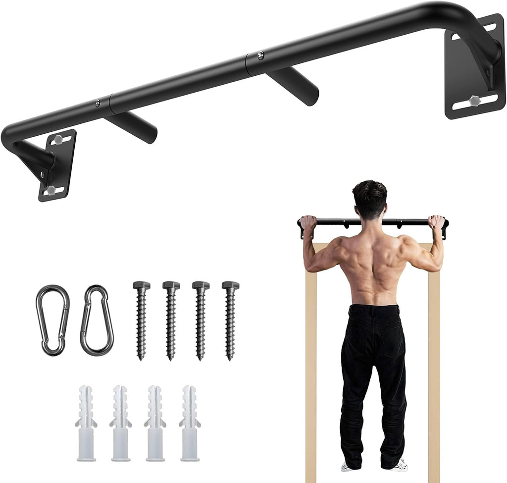 Joist Mount Pull Up Bar, Wall Mount Pull Up Bar for Doorway | Home Gym Workout Equipment, Heavy Duty Steel Construction