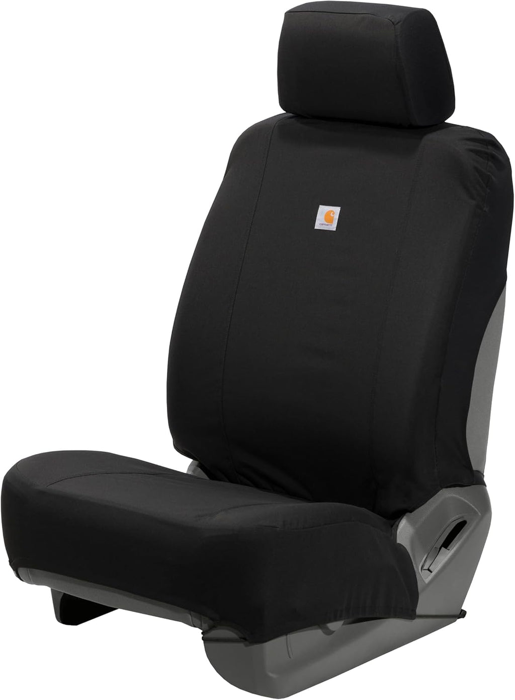 Universal Nylon Duck Canvas Fitted Bucket Seat Cover, Durable Seat Protection with Rain Defender, Single, Black