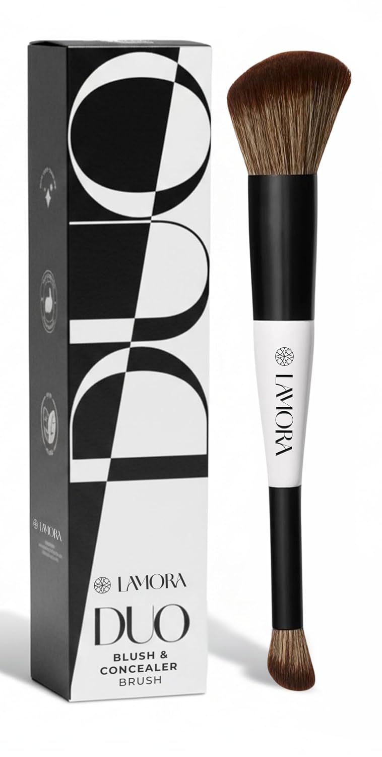 Dual Ended Makeup Brush - Blush + Concealer - Duo Angled Face Brush