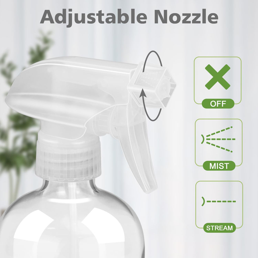 Glass Spray Bottles with Silicone Sleeve Protection, Empty 16 oz Refillable Containers, Reusable Spray Bottles with