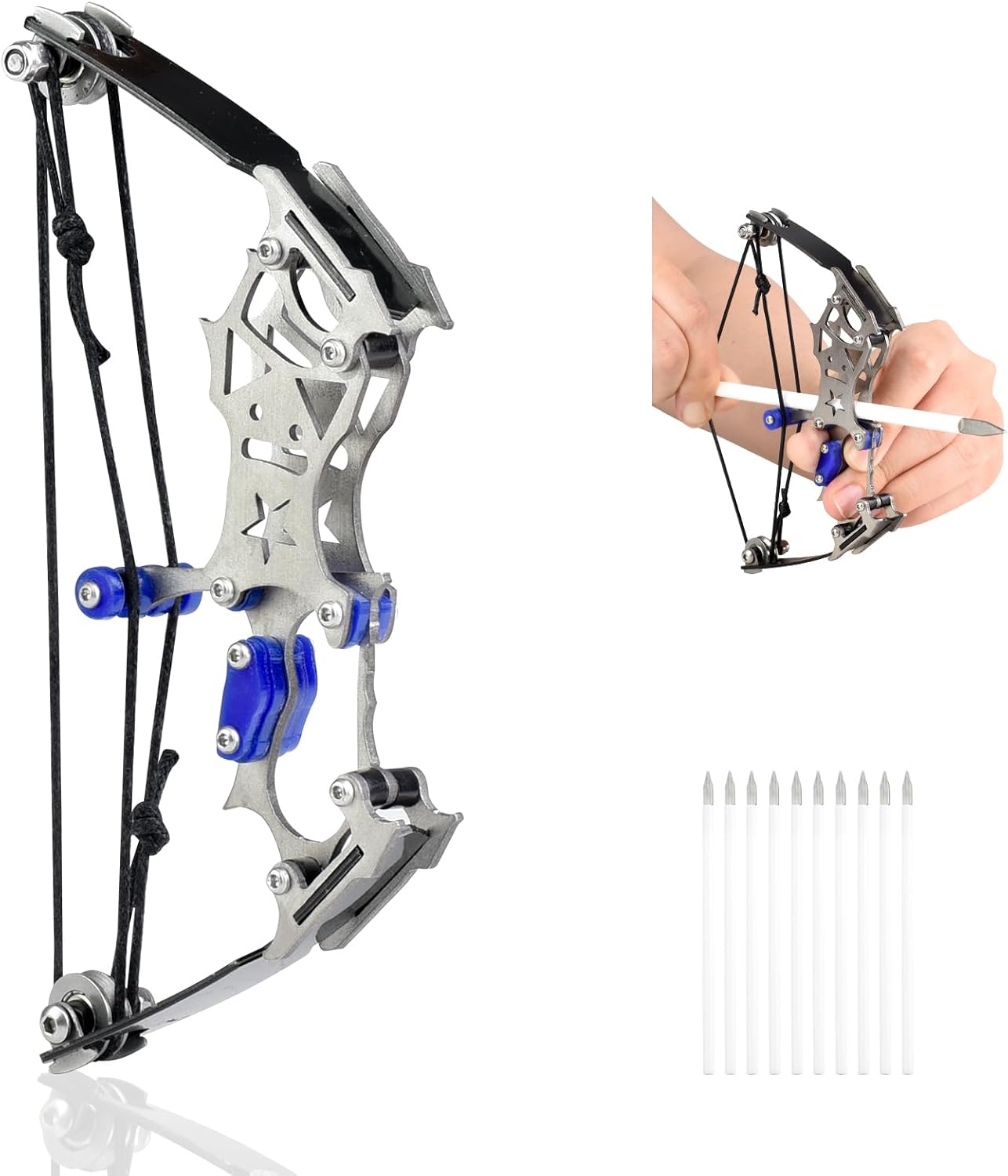 Mini Compound Bow and Arrow Set for Age 14+, Cool Gadget for Man & Women, Archery Hunting Bow for Target Shooting