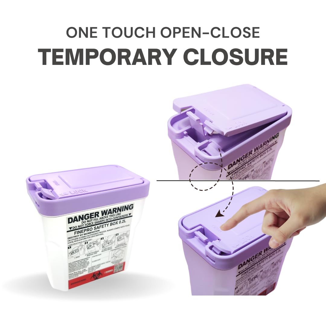 0.2L(0.2Qts.) Size Portable Pen-Needle Disposal Container Diabetes Care (0.2L, Purple+Clear, 1)