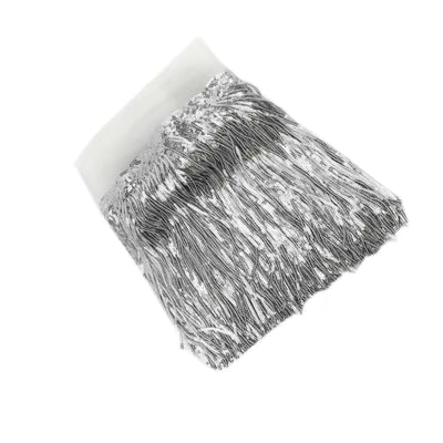 Silver Fringe Trim 5 Yards – Sequin Fringe Trim 7.8inch Wide Sparkly Silver Fringe Sewing Material for Costumes