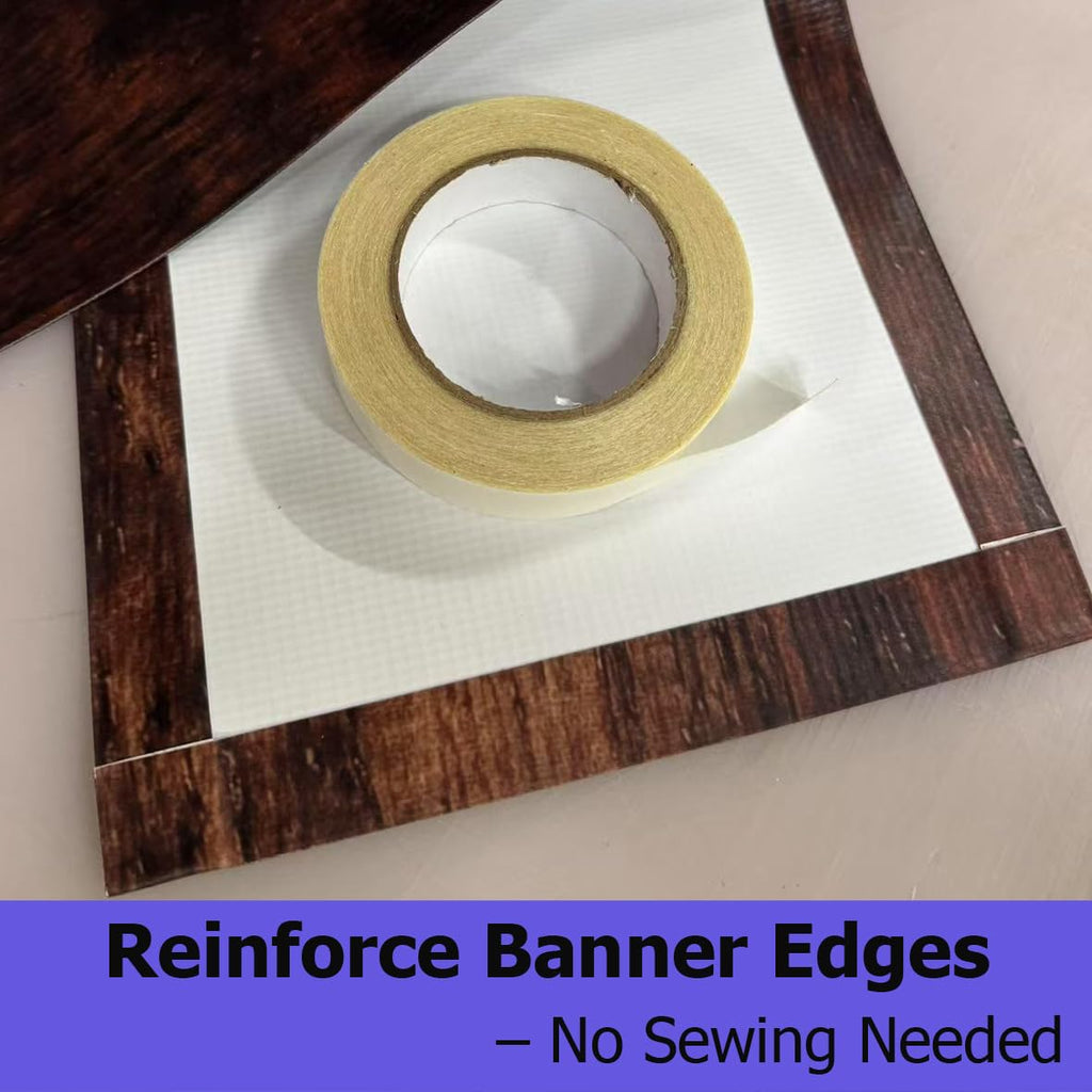 Heavy Duty Banner Hem Tape 1″ × 90′ 2 Rolls – Permanent Double-Sided Tape for Vinyl Banners, Signs, Outdoor Graphics