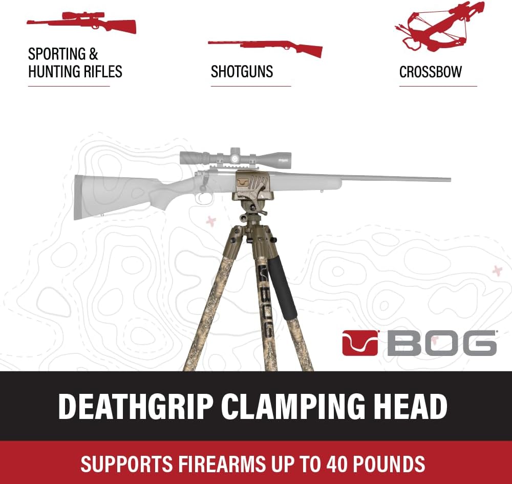 DeathGrip Hunting Tripod, 7"-59", Lightweight, Gun Clamp, Shooting Rest
