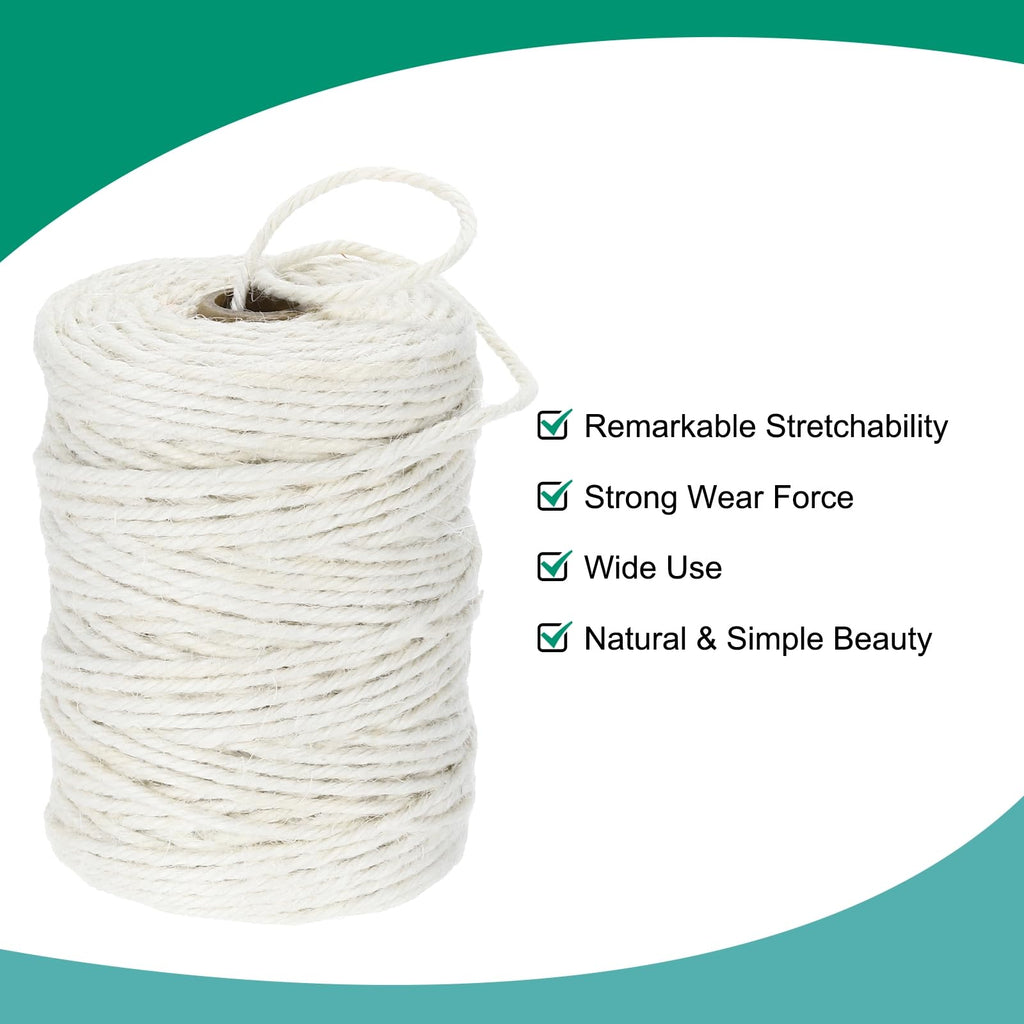 Natural Jute Twine String 328ft x 3mm Long Strong Twine Rope for Arts Crafts Ribbon Gift Wrapping Packing Christmas
