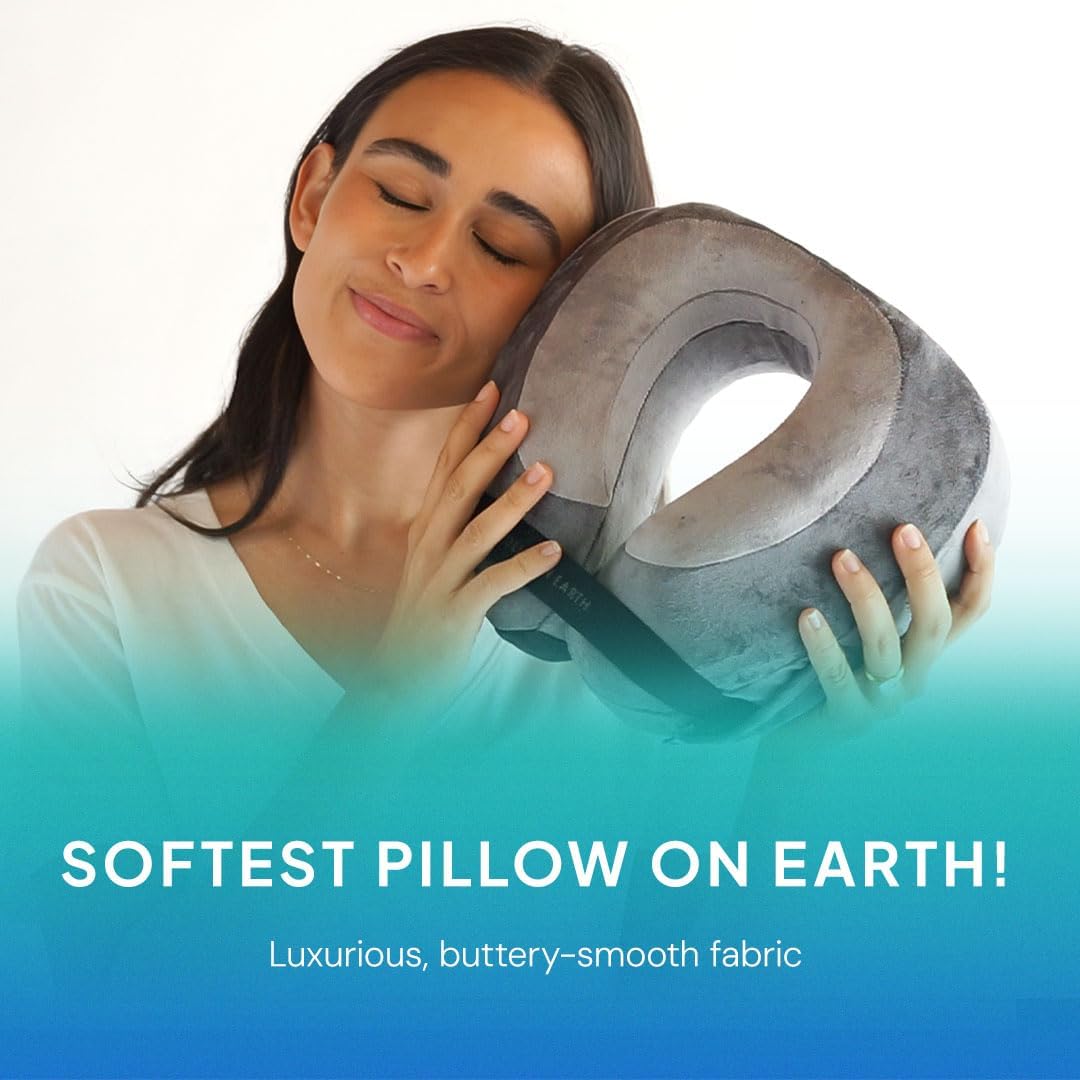 Softest Neck Pillow Ever for Travel – Evolution Earth Deluxe – 360° Head, Neck and Chin Support for Sleeping –