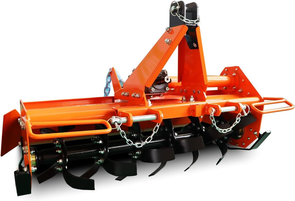 Attachments 3 Point 45" Rotary Tiller Attachment Fits Cat 1 Tractors, Single Speed PTO Driven Cultivator with a 540