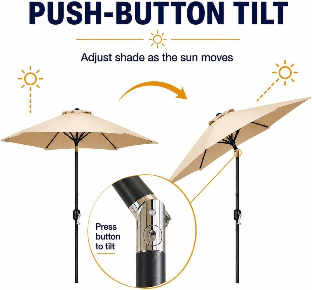 9FT Outdoor Patio Umbrella, Outdoor Table Umbrella with Push Button Tilt and Crank, Yard Sun Shade, UV Protection