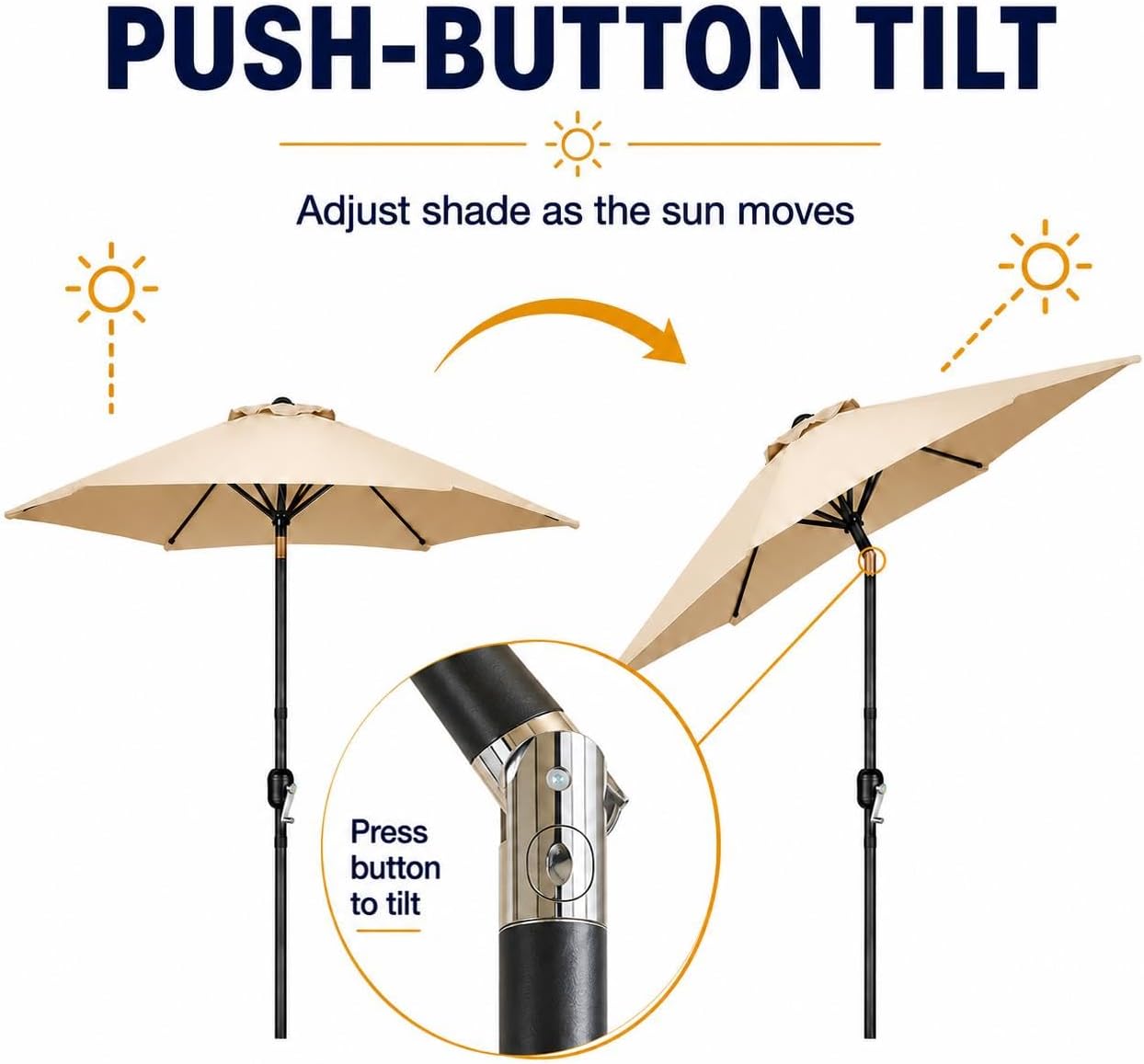 9FT Outdoor Patio Umbrella, Outdoor Table Umbrella with Push Button Tilt and Crank, Yard Sun Shade, UV Protection