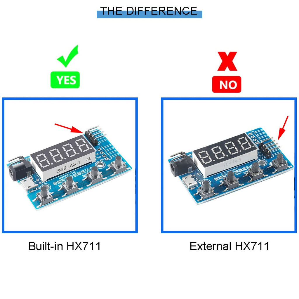 DKARDU HX711 Digital Load Cell Module A/D Module Weight Pressure Sensor Display 24 Bit Weighing Meter Electronic Scale Display Meter with Micro USB Cable
