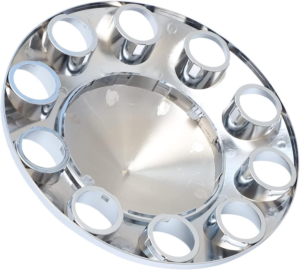 Chromed ABS Plastic Hubcaps Front and Rear Wheel Axle Cover Set with 33mm Thread-On Lug Nut Covers for Semi Trucks