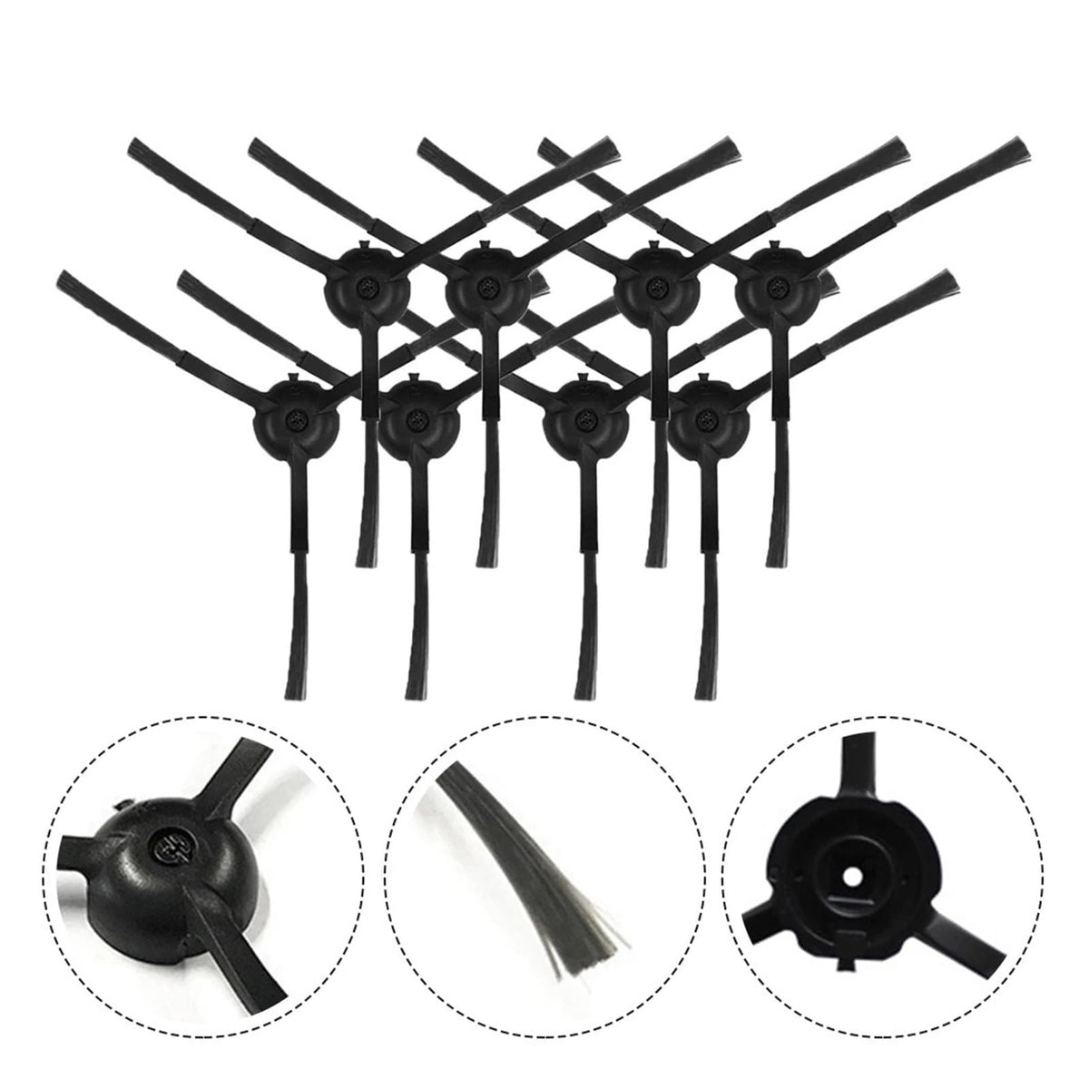 VEODONT 8pcs Side Brushes Compatible with IHome AutoVac Nova Self Empty Robot Vacuum Cleaner Replacement Robot Sweeper Spare Part