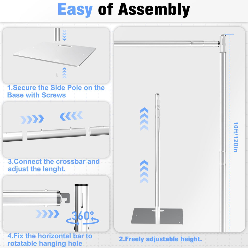 Pipe and Drape Backdrop Stand 10FT x 10FT, Adjustable Backdrop Stand Heavy Duty, Background Stand, Backdrop Stand for