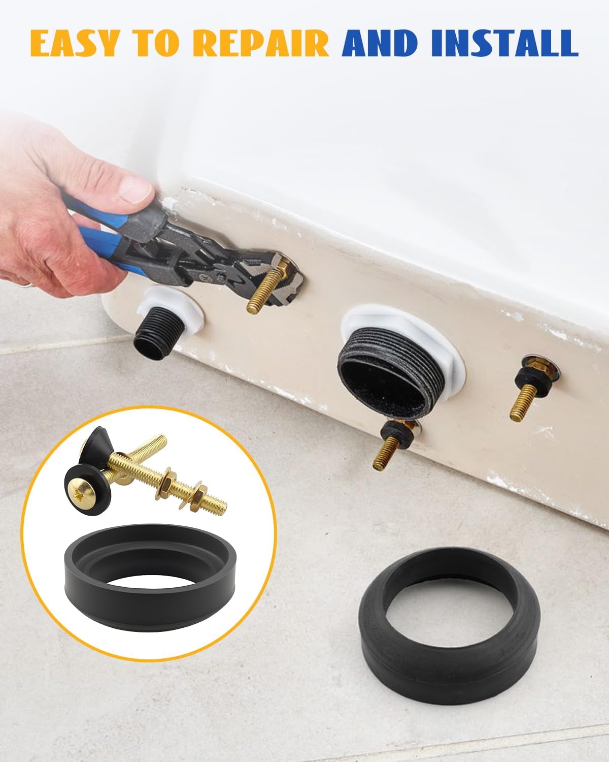 Tank to Bowl Repair Kit Include Gasket Fit for Toto Drake Toilets Two Piece Model, Fit for Eco Drake Toilets ST701 ST703 ST706 ST723 ST743 Replace 9BU024E THU833-A