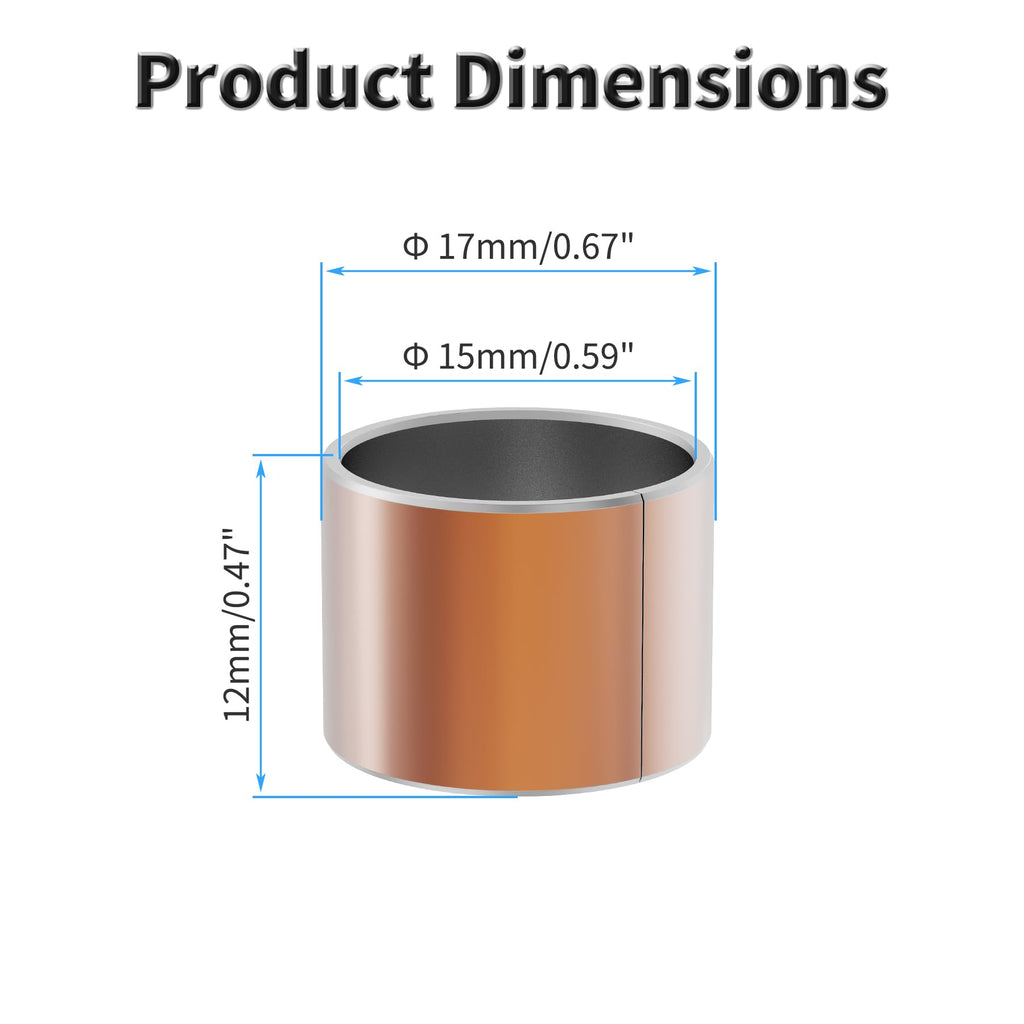 FOCMKEAS 10 Pcs Sleeve Bearings, 15mm x 17mm x 12mm Plain Bearings