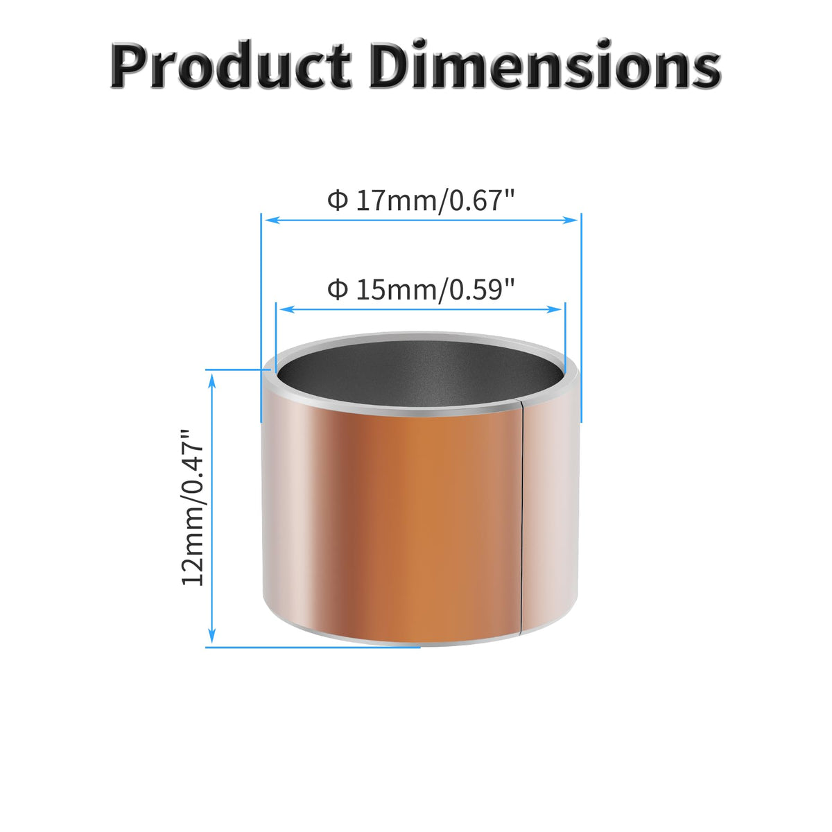 FOCMKEAS 10 Pcs Sleeve Bearings, 15mm x 17mm x 12mm Plain Bearings
