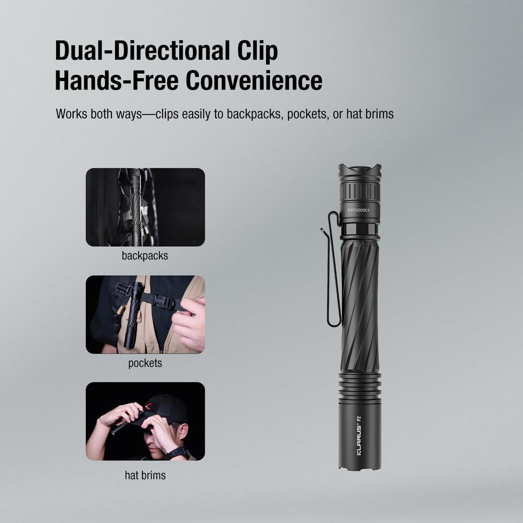 P2 Tactical Pen Light, 1000 Lumens 886ft Throw, USB-C Rechargeable or 2AA Compatible, IPX8 Waterproof Small EDC