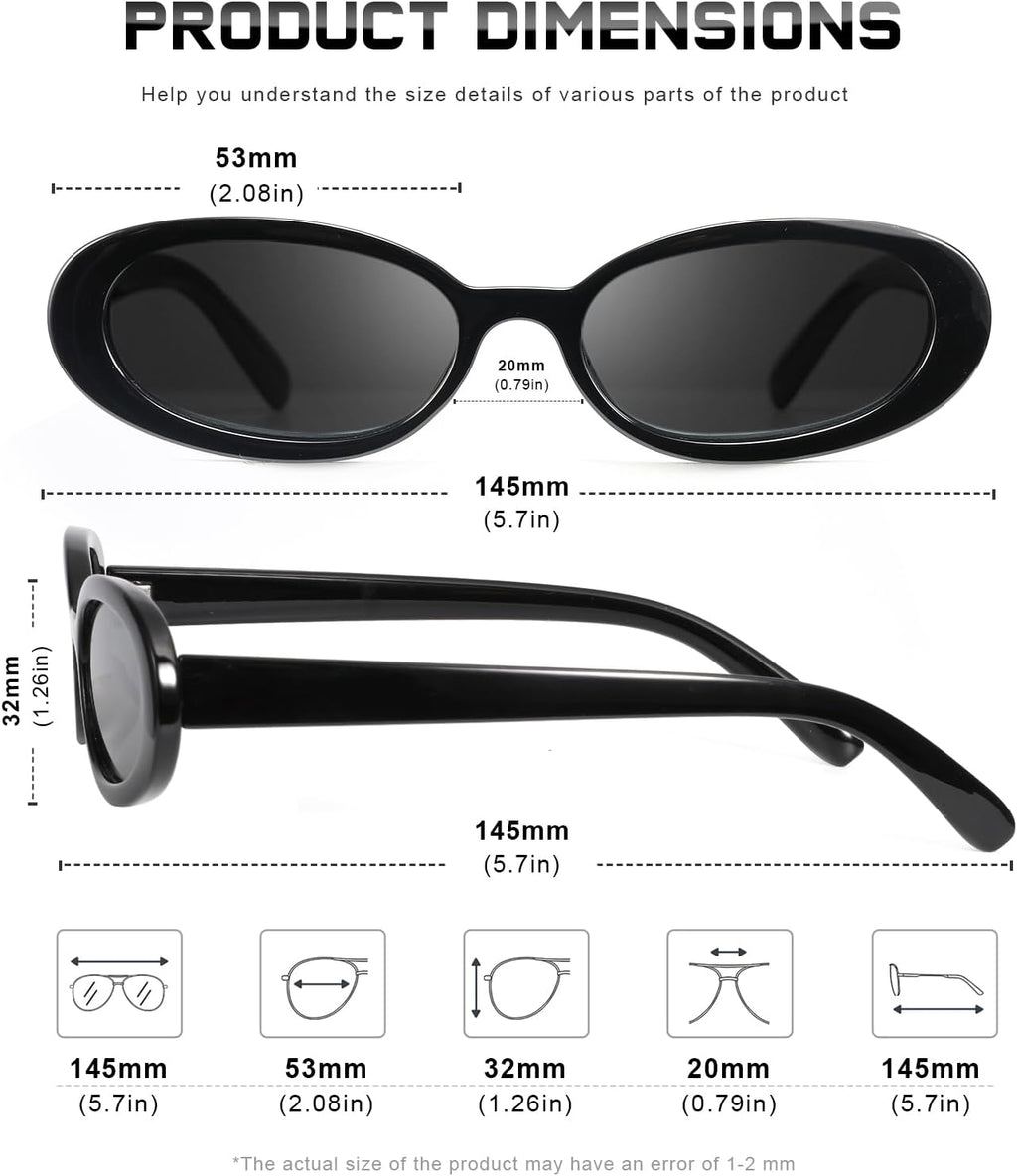 Sunglasses Womens Retro Oval Sunglasses for Women Men Fashion Small Oval Sun Glasses 90s Vintage Driving Shades