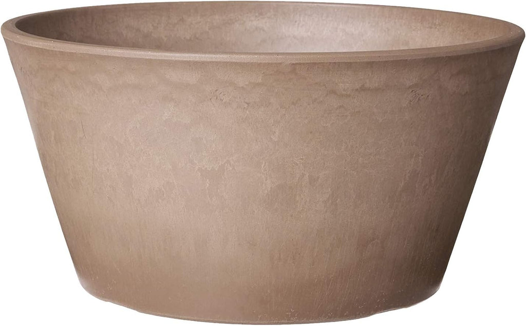 PSW Pot Collection TD25TP Plastic/Stone/Wood Composite Shallow Bulb Pan - No Drainage Hole (Drillable), Planter for