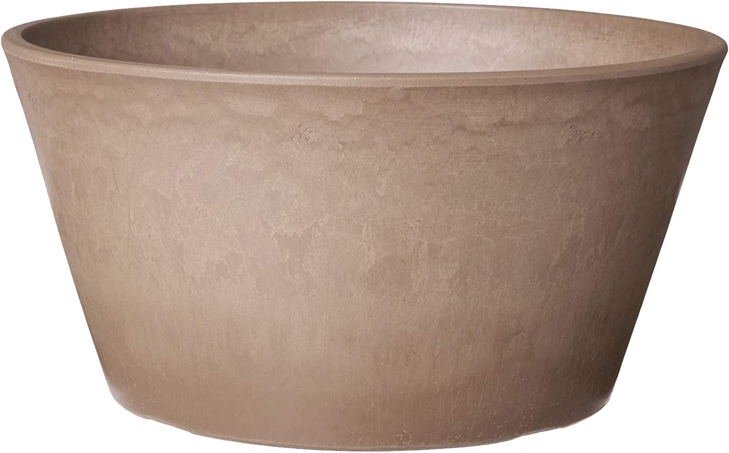 PSW Pot Collection TD25TP Plastic/Stone/Wood Composite Shallow Bulb Pan - No Drainage Hole (Drillable), Planter for