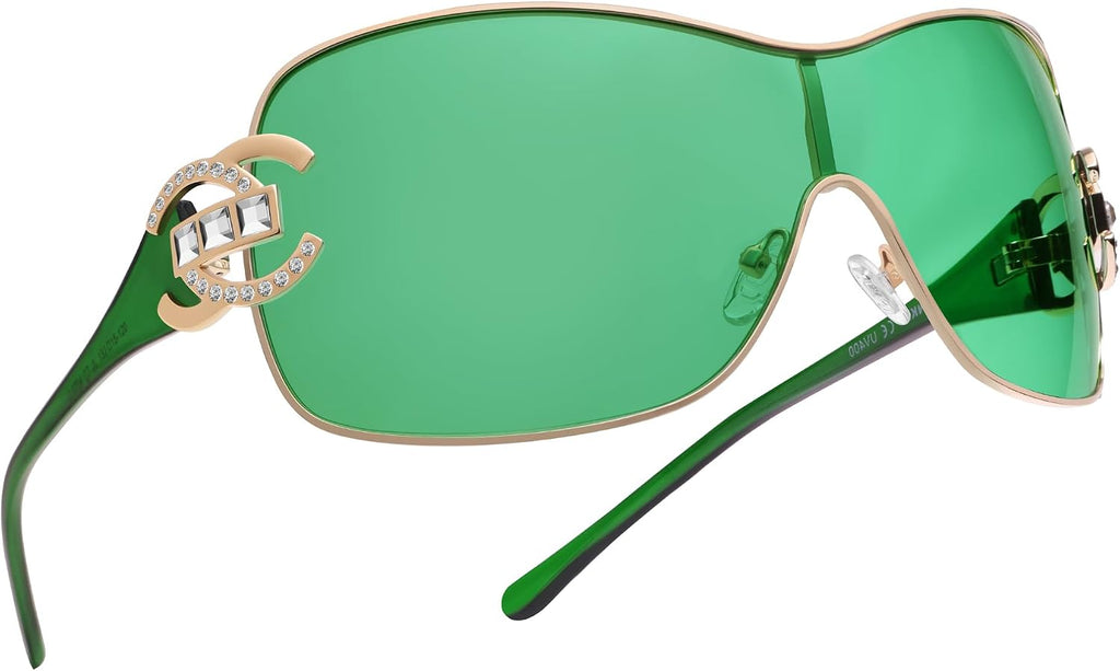 Wrap Around Y2K Sunglasses for Women Men Trendy Oversized Sun Glasses Fashion Shield Frameless Shades One-piece