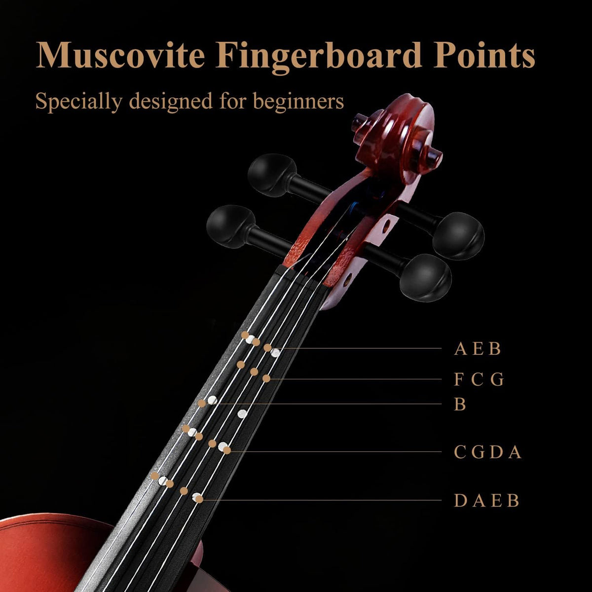 Violin 4/4 Full Size for Adults, Violin Set for Beginners with Hard Case, Rosin, Shoulder Rest, Bow, and Extra
