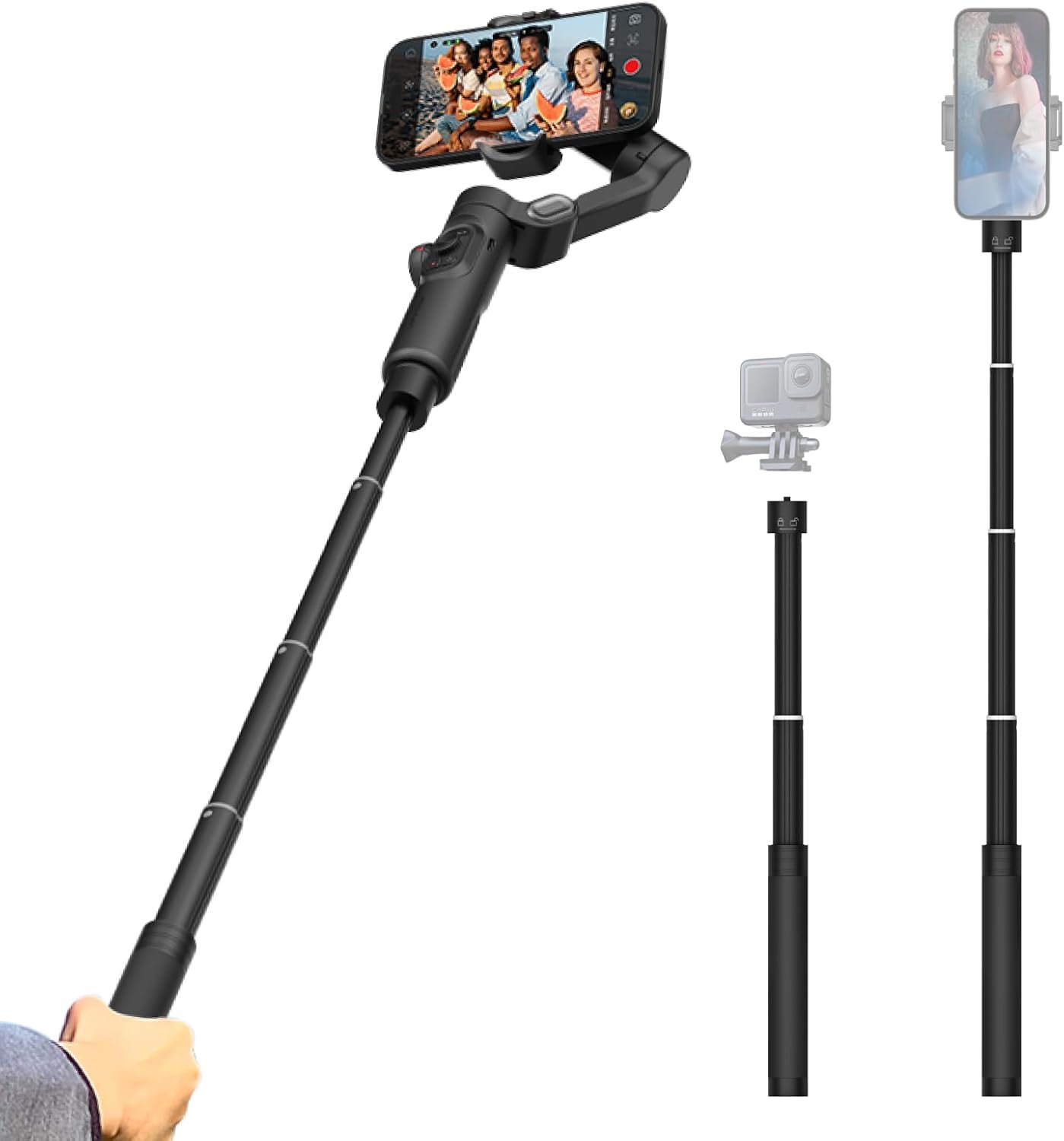 Gimbal Extension Rod, 29" Extension Pole for DSLR Cameras, Adjustable Selfie Stick with 1/4 Screw Interface