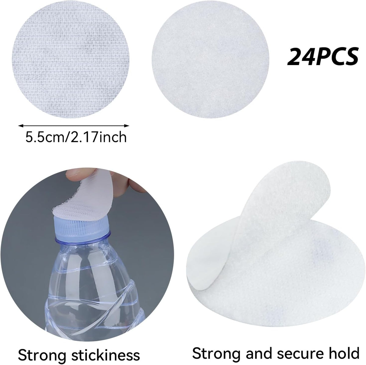 24 Pairs 2 Inch Round Hook and Loop Dots Double Sided Self Adhesive Tape White Hook and Loop Fasteners Nylon Sticky