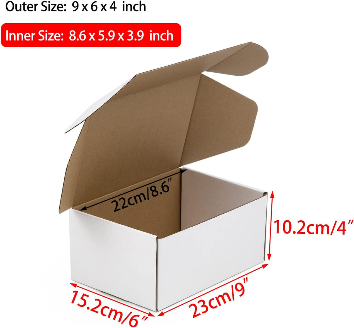 9x6x4 Inches Shipping Boxes Pack of 25, White Corrugated Cardboard Boxes for Small Bussiness