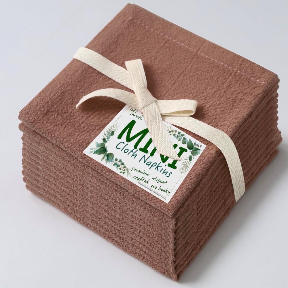 Eco Hanky 10x10in Reusable Small Cloth Napkins, Light Pink, 12pk