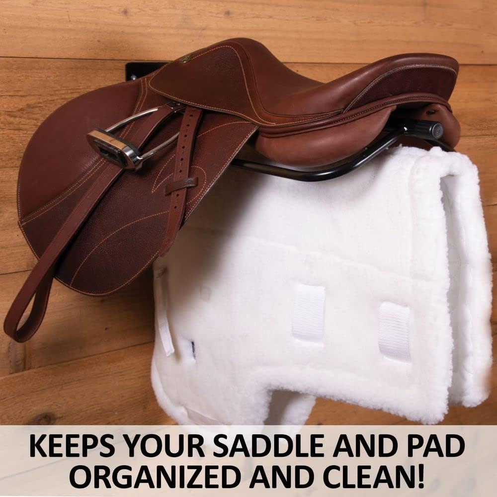Saddle Rack with Pad Bar for Horse Enthusiast | Heavy-Duty Saddle Rack Wall Mount | Western & English Saddle Rack |