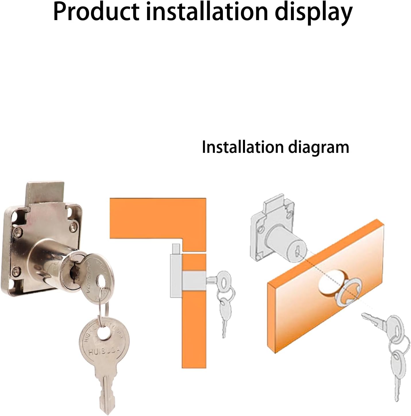 2 Packs Furniture Lock, Zinc Alloy Security Cabinet Locker Desk Cylinder Lock for Door Cabinet Mailbox Drawer