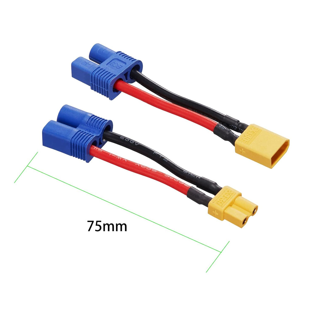 4 Pack 16AWG XT30 to EC3 Adapter Connector ec3 to xt30 Adapter