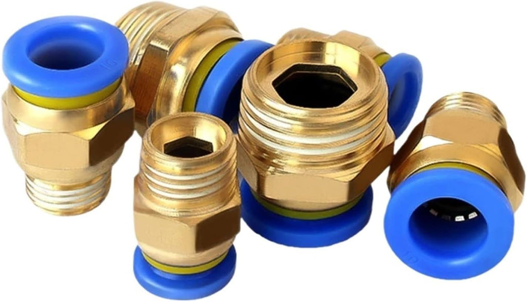 Pneumatic Quick Connector M5 1/8 1/4 3/8 1/2 PU Hose Air Pipe 4 6 8 10 12 14 16mm PC8-02 Brass Straight(PC6-01)