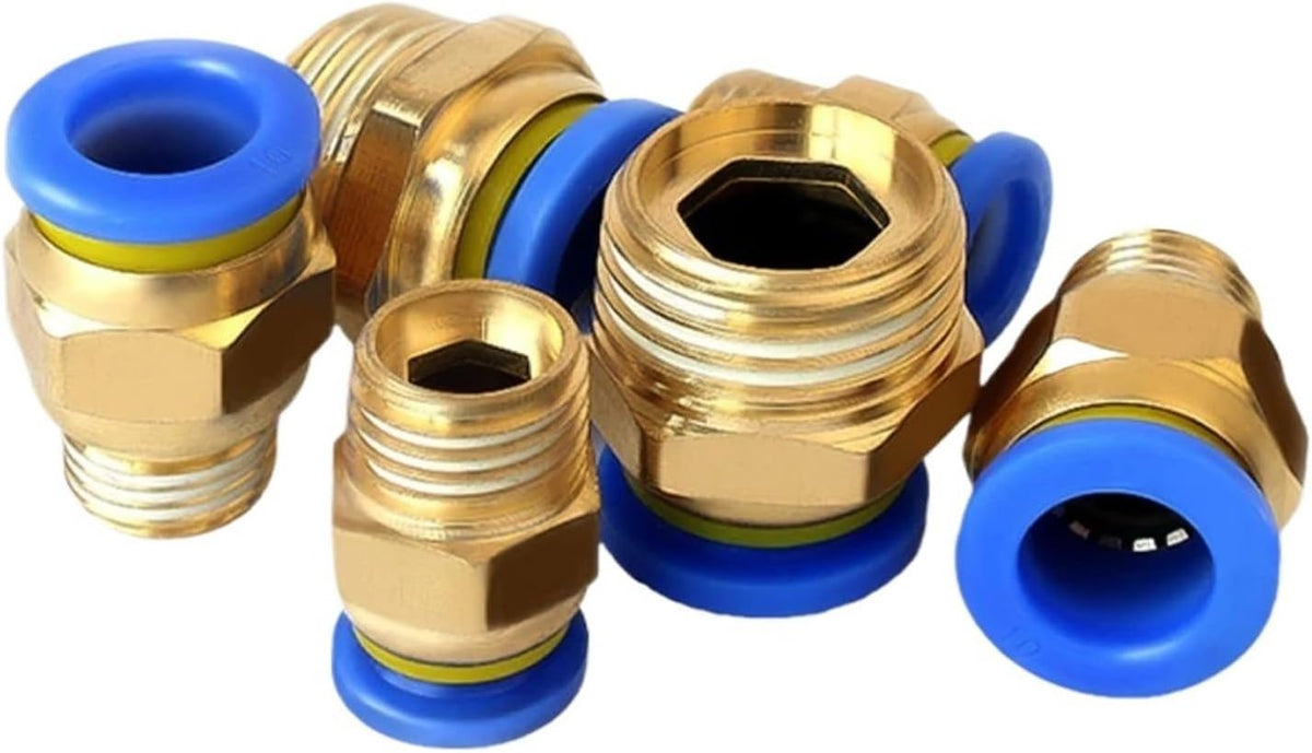 Pneumatic Quick Connector M5 1/8 1/4 3/8 1/2 PU Hose Air Pipe 4 6 8 10 12 14 16mm PC8-02 Brass Straight(PC6-01)