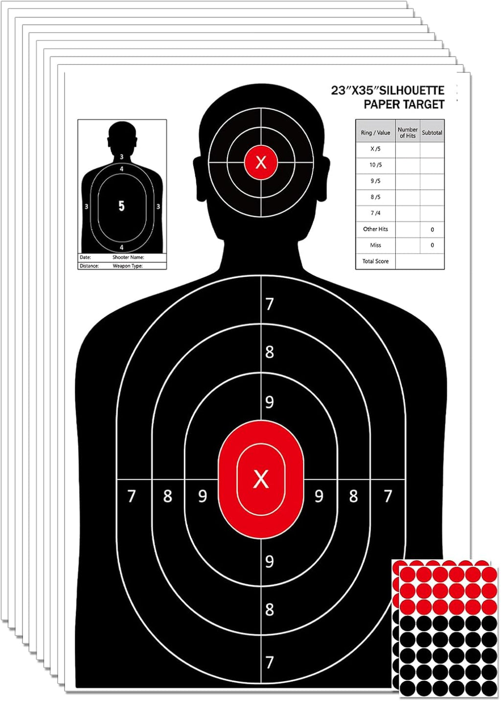 23x35 Inch Shooting Targets - High-Visibility Silhouette Paper for Range Training - Compatible with Pistol Rifle