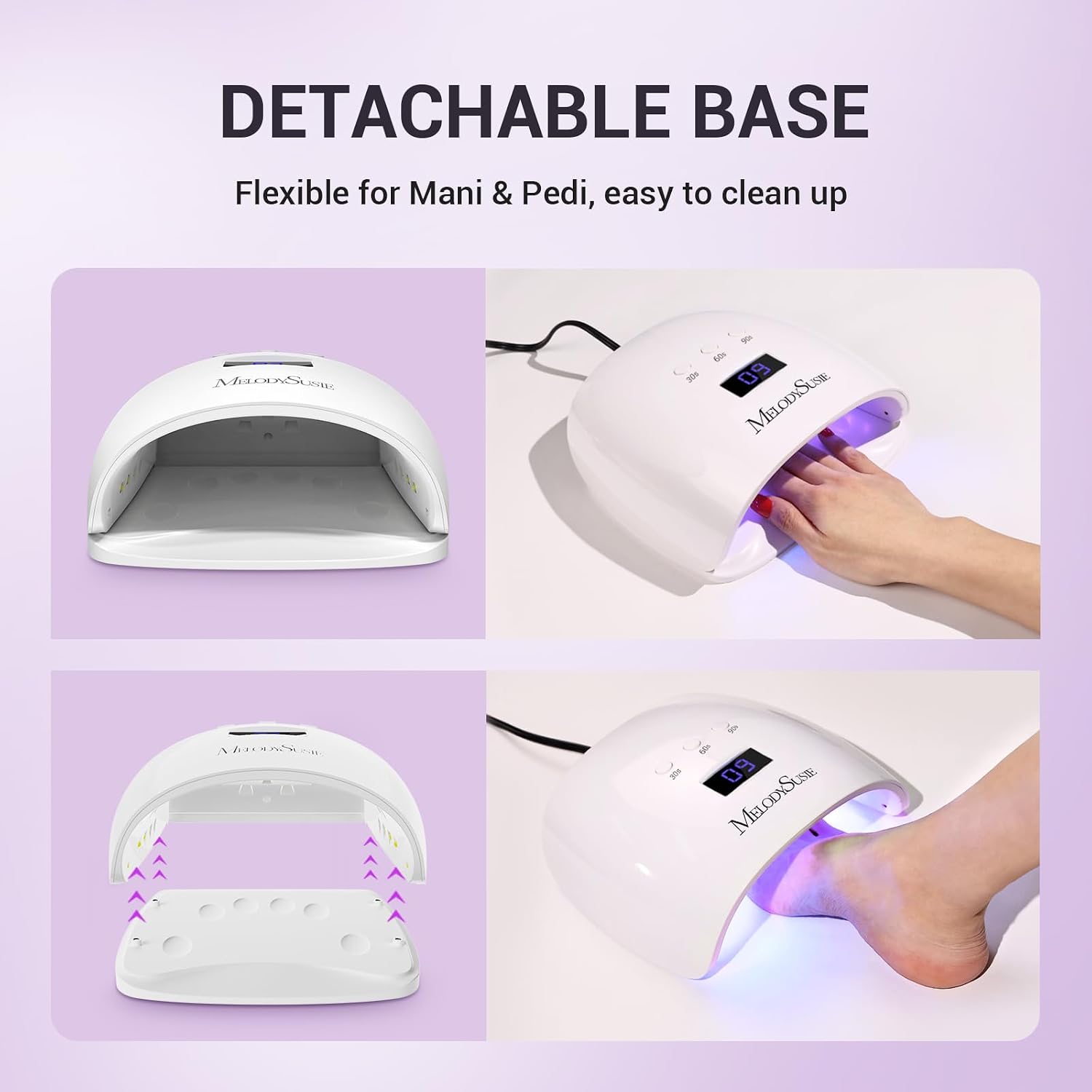 Detachable Base UV/LED Nail Lamp P-Plus30I for Hard Gel | 54W, 3 Timer Settings, Smart Sensor, LCD Display, 30 UV/LED
