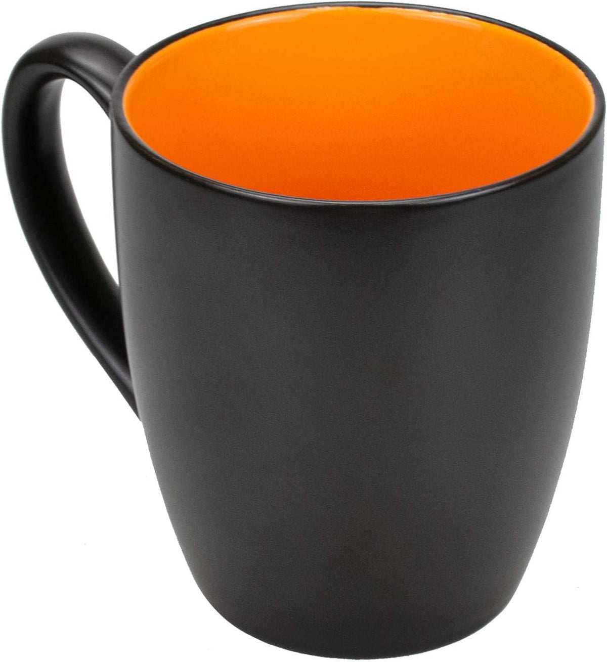 Set of 6 Coffee Mugs 16 Ounces Matte Black Porcelain Mug Set Large-sized Ceramic Restaurant Drinking Cups for Coffee