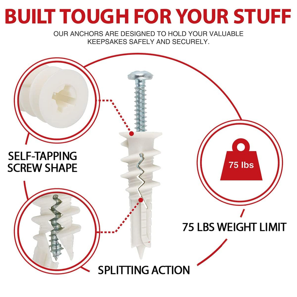 120PCS #8 Self Drilling Drywall Anchors and Screws Assortment Kit