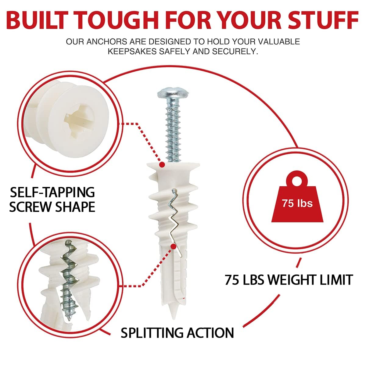 120PCS #8 Self Drilling Drywall Anchors and Screws Assortment Kit