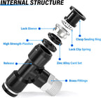 TAILONZ 1/4" OD x 1/8" MNPT Push to Connect Branch Tee Fitting 10Pcs