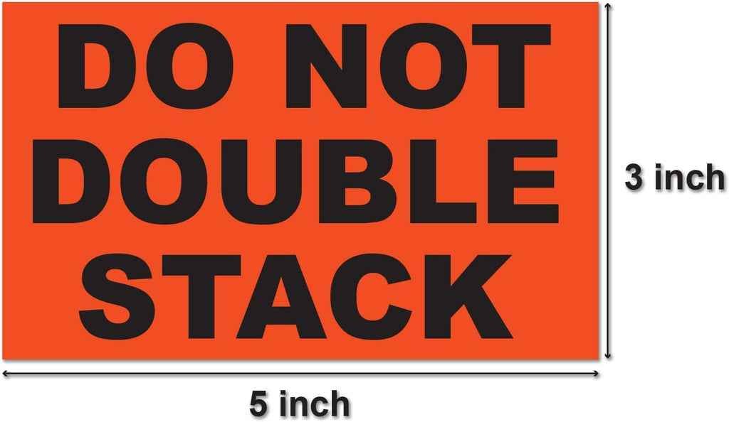 Do Not Double Stack Labels (5 x 3 inch, Orange - 300 Labels) Warning Do Not Stack Stickers for Shipping Packing &