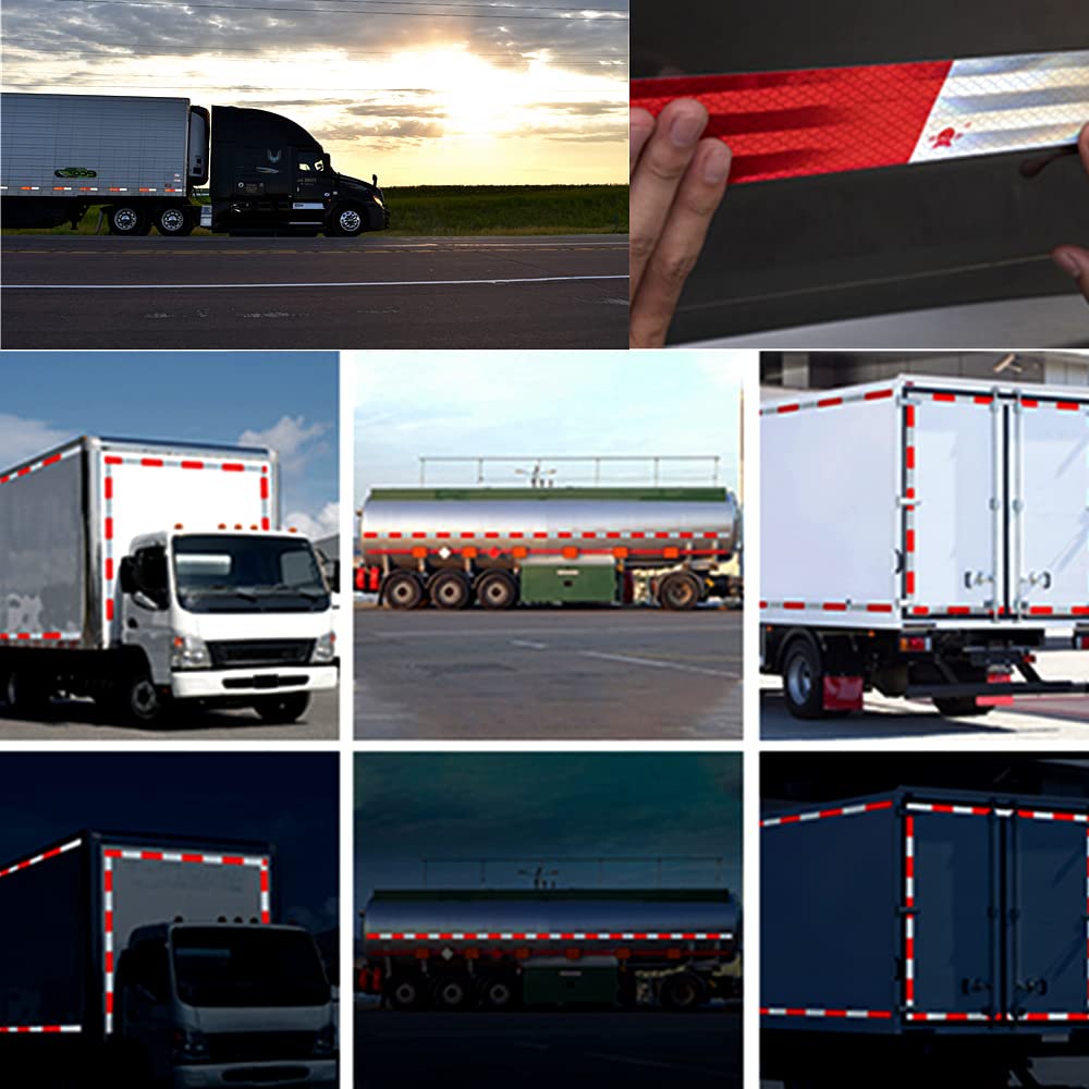 Reflective Tape 2" × 12" 10 PCS Red & White Trailer Reflector Outdoor