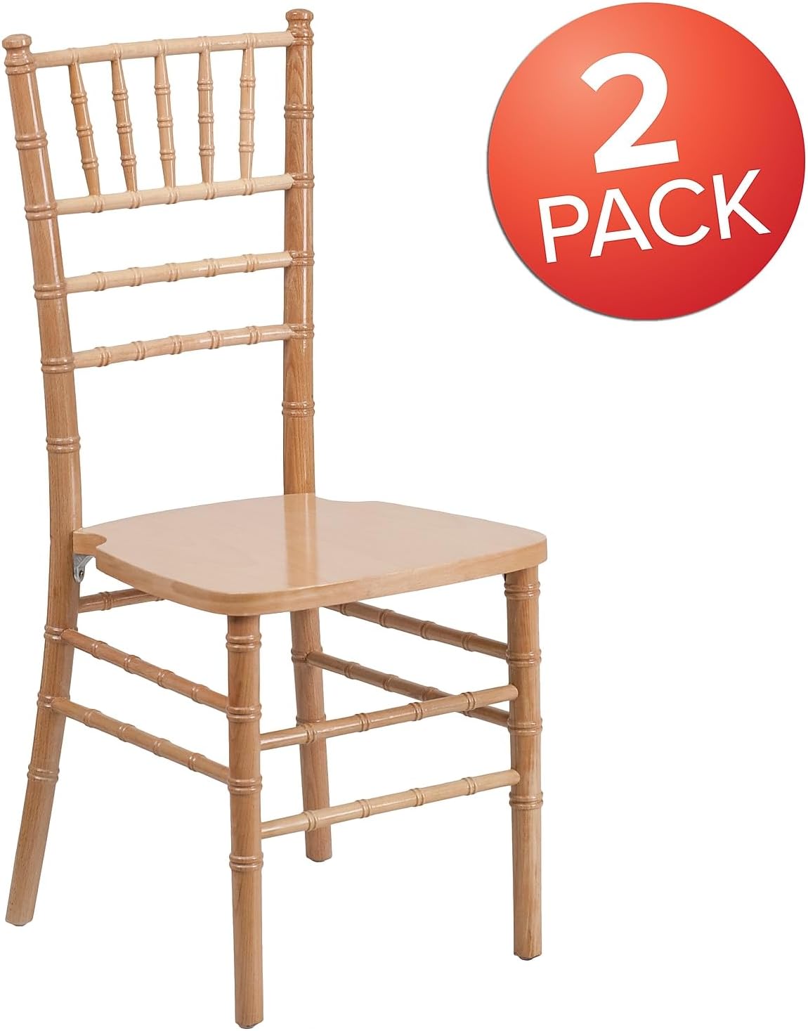 2 Pack HERCULES Series Natural Wood Chiavari Chair