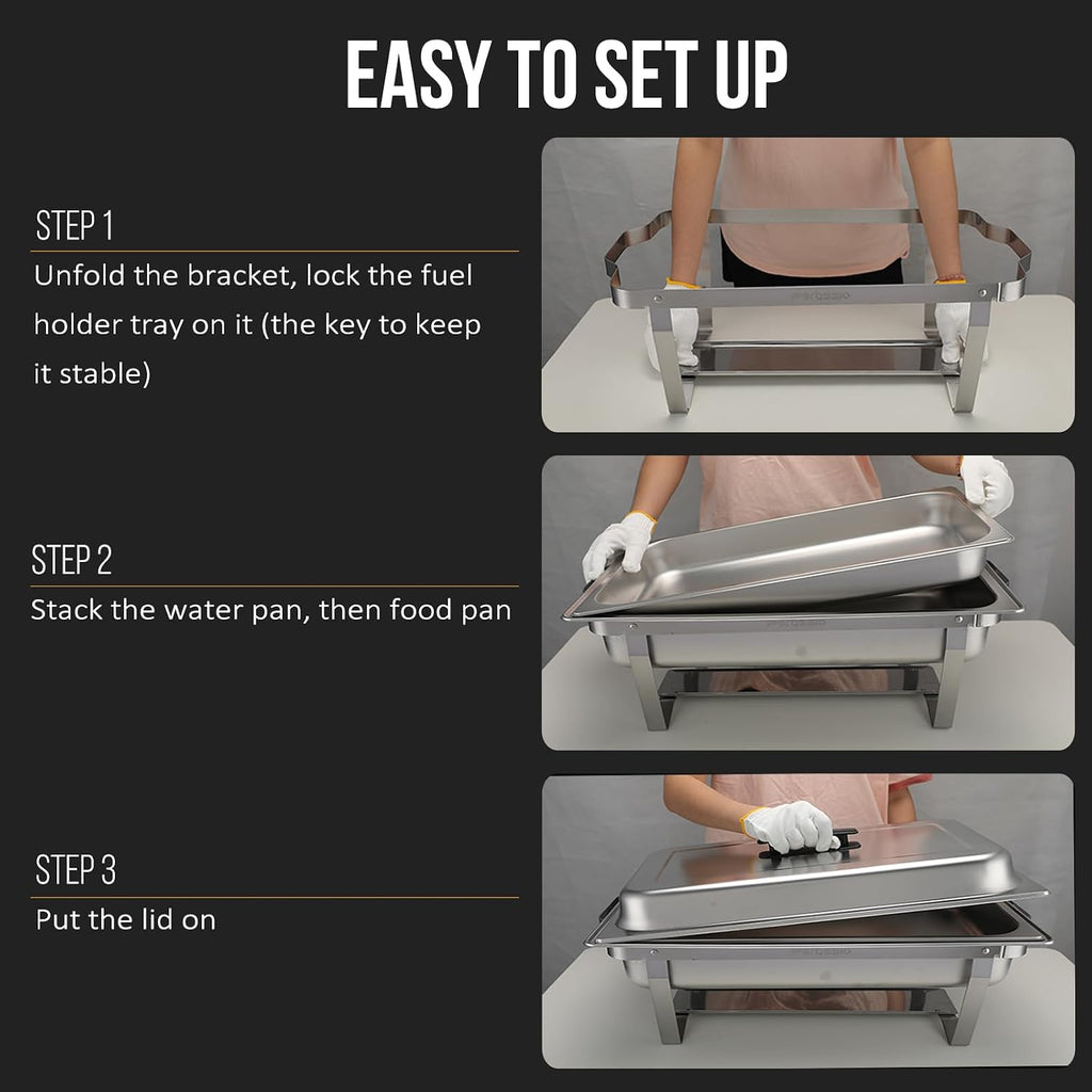 3 Packs Chafing Dish Buffet Set Food Servers and Warmers for Party