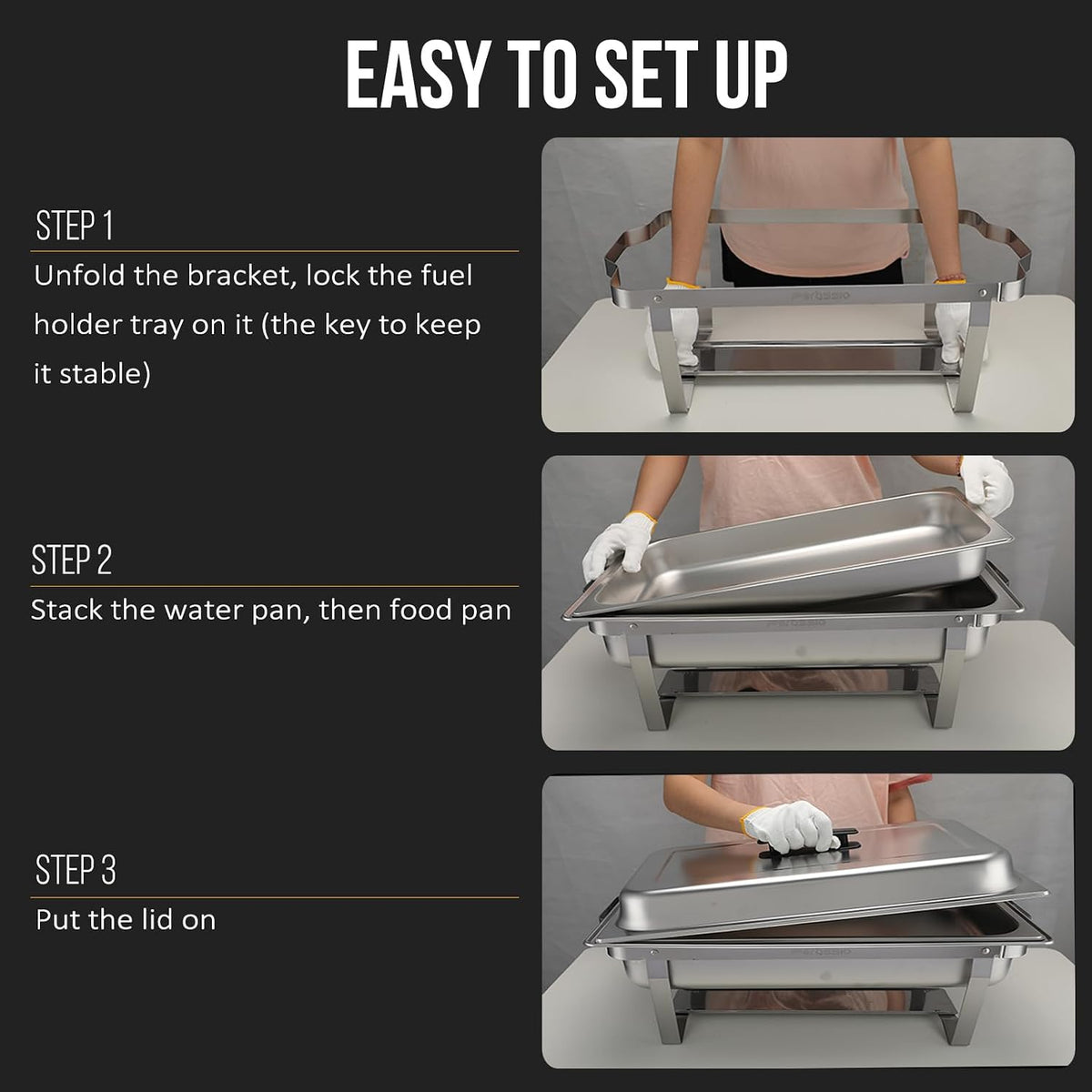 3 Packs Chafing Dish Buffet Set Food Servers and Warmers for Party