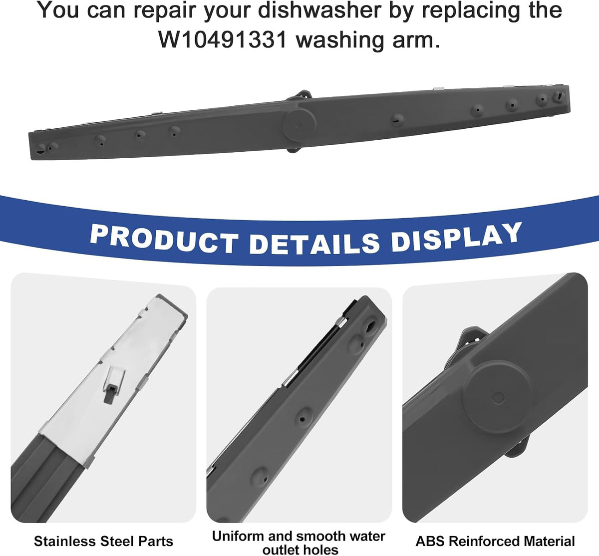 WPW10491331 Dishwasher Lower Spray Arm for Whirlpool Amana Admiral Maytag